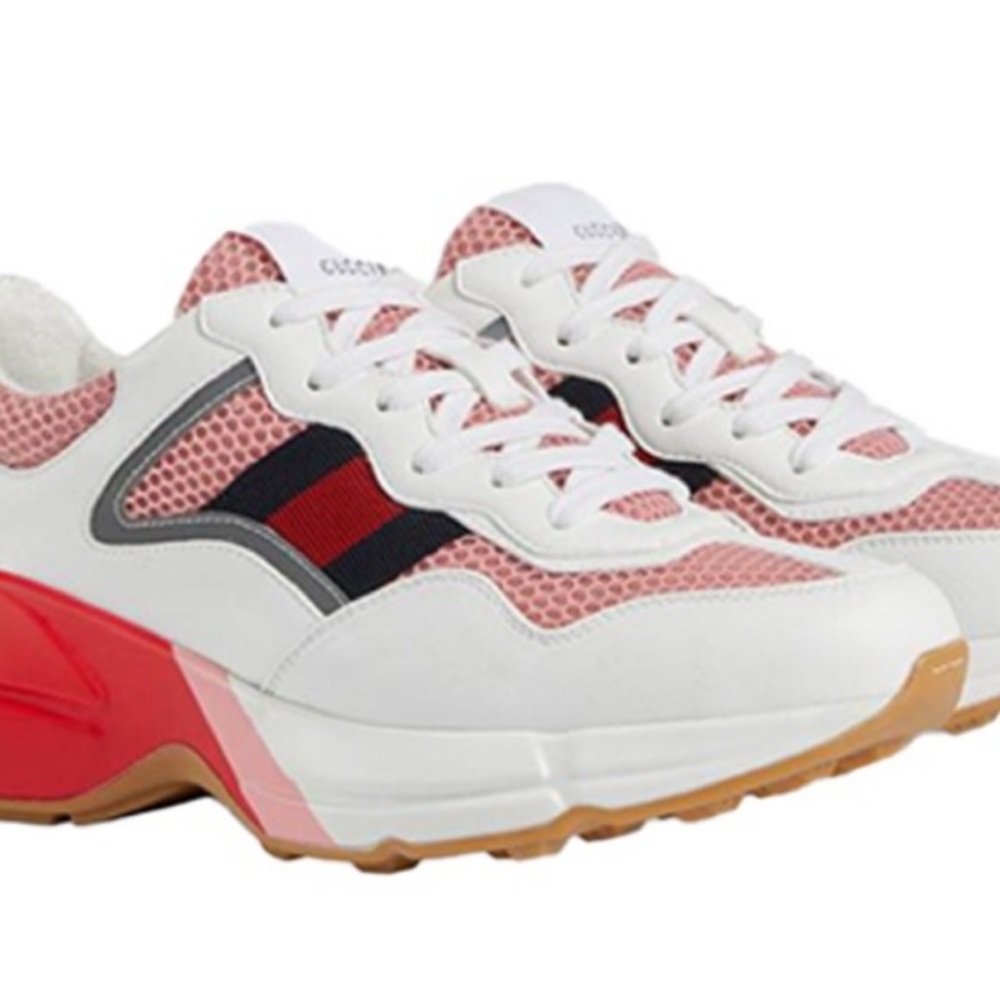 Gucci White Sneakers with Red and Black Accents - Picture 1 of 11